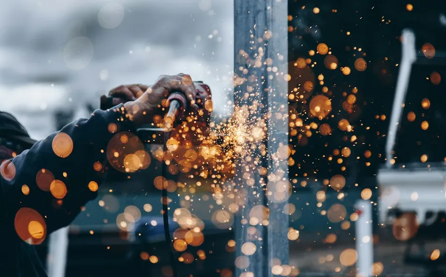 Welding in a heavy manufacturing plant